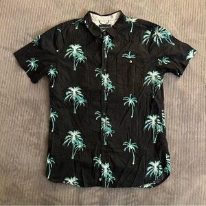 Black Palm Tree Print Men's Shirt